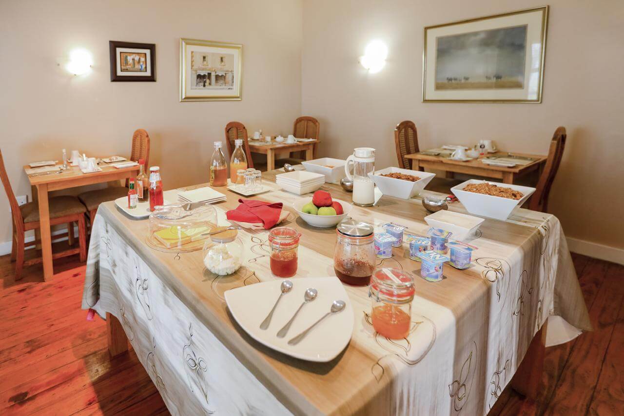 Dining room set for breakfast